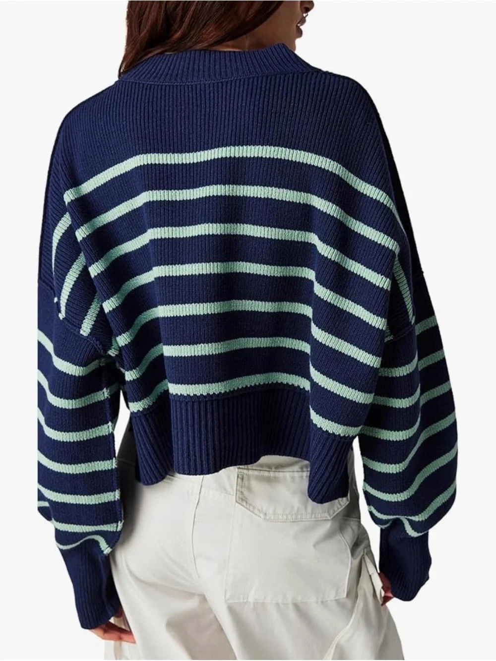 Free‎ People Easy Street Stripe Crop Pullover Size Small